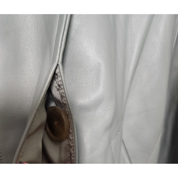 Vince‎ Cropped Gray Lambs Leather Flight Jacket Moto Small Adjustable Lined NWOT - Picture 6 of 16